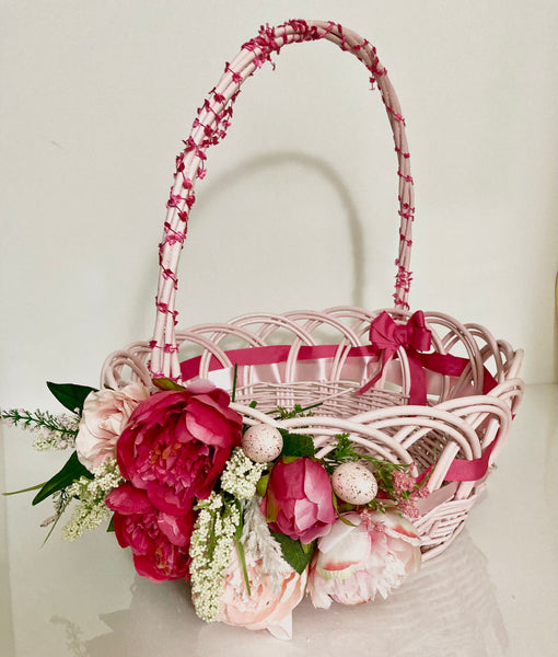 Decorated Easter Basket « Pink peonies collection “