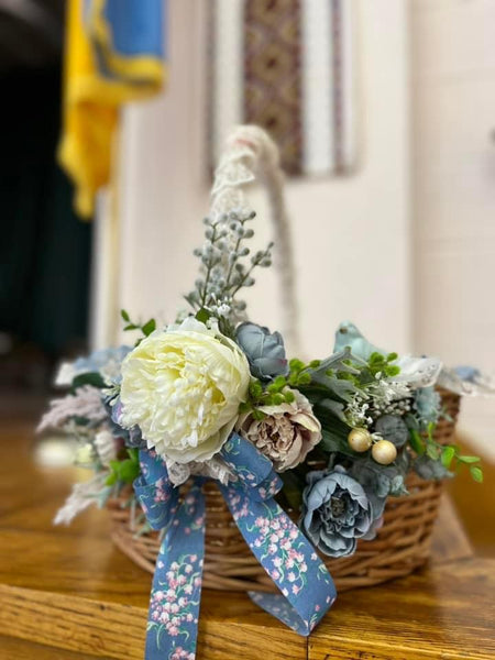 Decorated Easter Basket “ Porcelain bird “