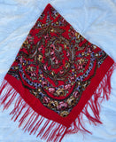 Woolen shawl / scarf “ red and coral”