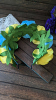 "Yellow blue roses "headband (hair band)