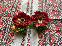 Beautiful hair clips “Red flower with berries”.