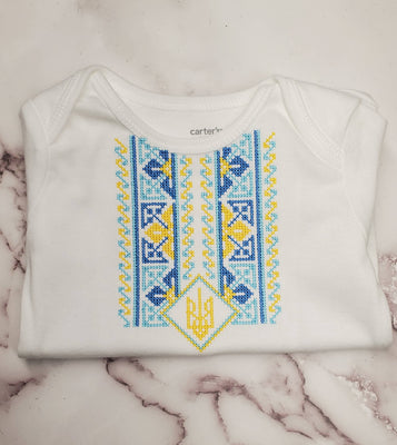 Bodysuit Tryzub Vyshyvanka for baby boy Embroidery for boy Embroidered shirt for baby