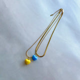 Double Layered Blue and Yellow Hearts Necklace