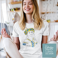 With Ukrainie in my heart T-shirt | Color: White, Yellow | Free shipping