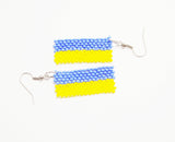 Handmade Yellow blue ukrainian flag earrings national stiped patriotic jewelry Ukraine support