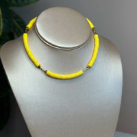 Yellow resin beads necklace
