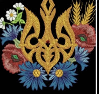 T-shirt with embroidery. Trident with flowers